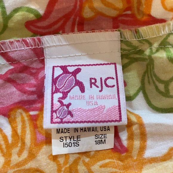 Girls Hawaiian print RJC Dress 18M Orange White made in hawaii - Picture 4 of 4